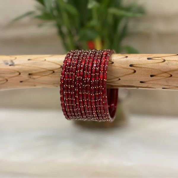 Raindrop Maroon Bangles - Image 2